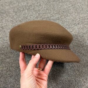 Nine West Brown 100% Wool Felt Newsboy Cap Fisherman Fiddler Women’s Hat NWT